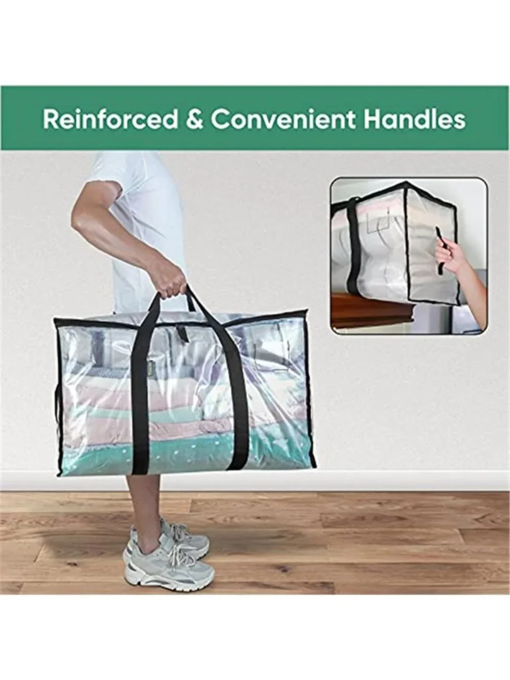 6-Pack Oversized Moving Bags with Reinforced Handles, Heavy-Duty Storage Tote